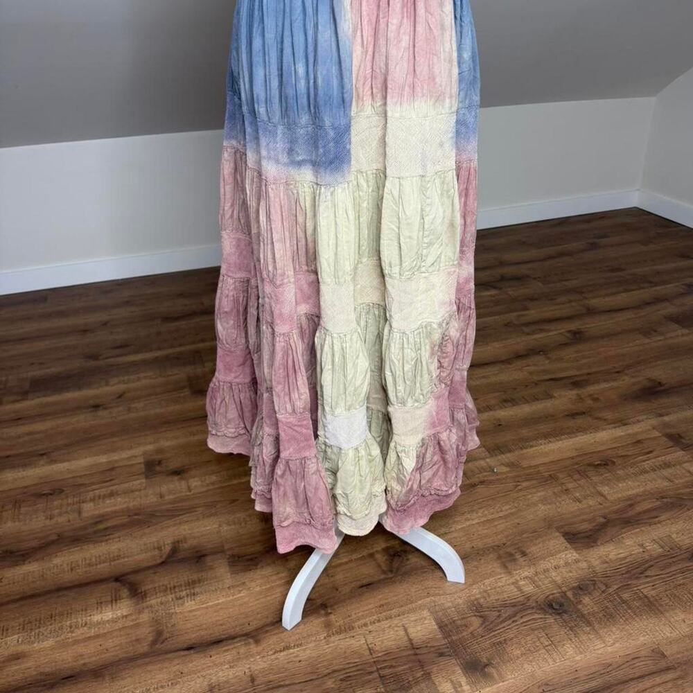 Styleworks Tiered Tie Dye Maxi Skirt Boho Prairie Festival Skirt Size L - Picture 4 of 7